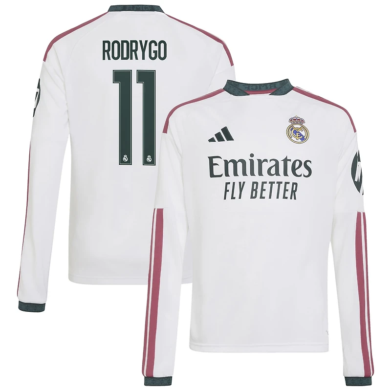 Youth adidas Rodrygo White Real Madrid 2026/27 Home Replica Long Sleeve Jersey