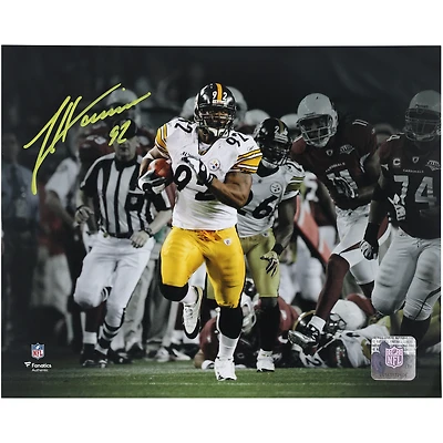 James Harrison Pittsburgh Steelers Autographed 8" x 10" Super Bowl XLIII Pick Six Spotlight Photograph