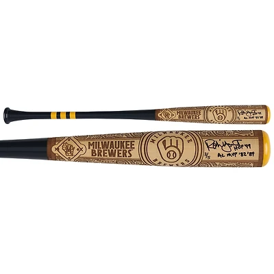 Robin Yount Milwaukee Brewers Autographed Pillbox Bat Company Mural Series Bat with Multiple Inscriptions - Limited Edition of 5