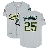 Mark McGwire Athletics Autographed Gray Mitchell & Ness 1989 World Series Authentic Jersey with "89 WS Champs" Inscription