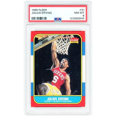 Julius Erving Philadelphia 76ers 1986-87 Fleer #31 PSA Authenticated 8 Card