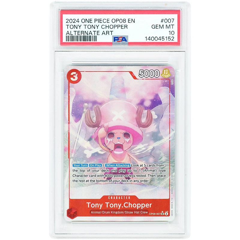 Tony Tony Chopper 2024 One Piece Two Legends Alternate Art #007 PSA Authenticated 10 Card