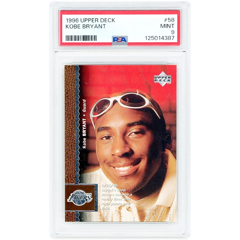 Kobe Bryant Los Angeles Lakers 1996-97 Upper Deck #58 PSA Authenticated 9 Rookie Card