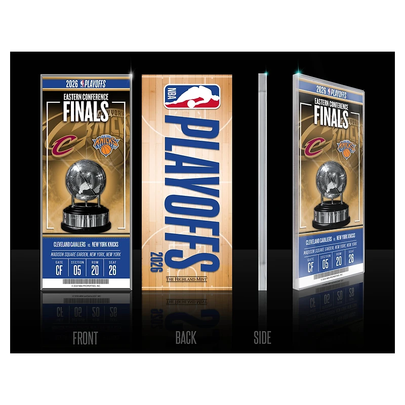 Highland Mint New York Knicks 2026 NBA Eastern Conference Finals Commemorative Ticket 3D Acrylic Block Art