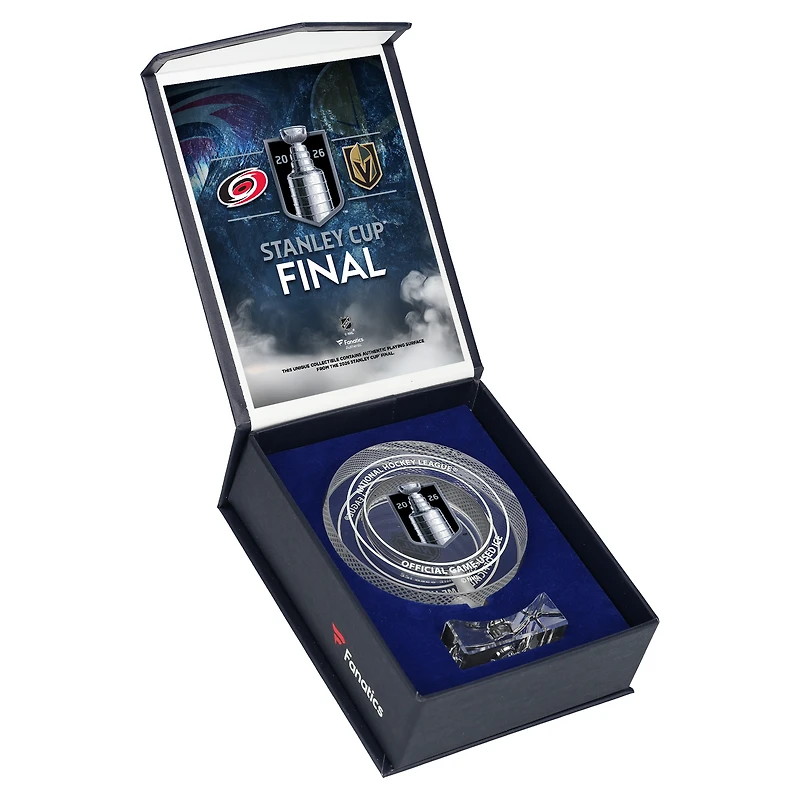 Vegas Golden Knights vs. Carolina Hurricanes 2026 Stanley Cup Final Matchup Crystal Puck - Filled with Game-Used Ice from the 2026 Stanley Cup Final