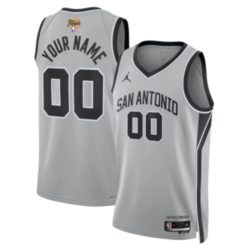 Unisex Jordan Brand  Silver San Antonio Spurs 2026 NBA Finals Patch Swingman Custom Jersey - Statement Edition