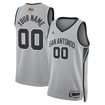 Unisex Jordan Brand Silver San Antonio Spurs 2026 NBA Finals Patch Swingman Custom Jersey - Statement Edition