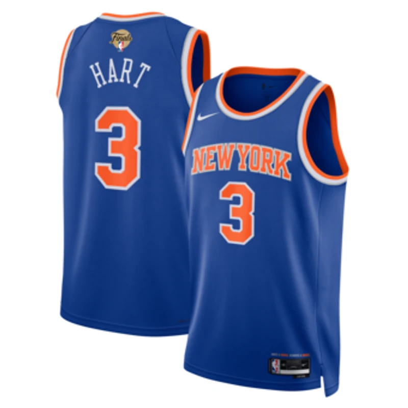 Unisex Nike Josh Hart Blue New York Knicks 2026 NBA Finals Patch Swingman Jersey - Icon Edition