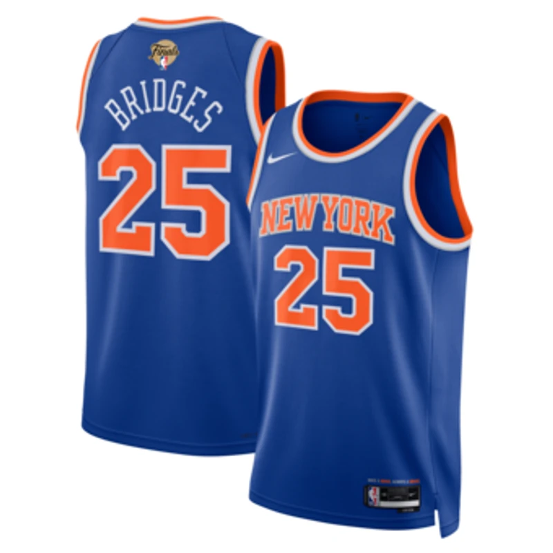 Unisex Nike Mikal Bridges Blue New York Knicks 2026 NBA Finals Patch Swingman Jersey - Icon Edition