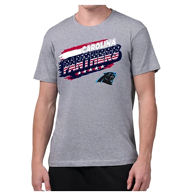 Men's Starter Gray Carolina Panthers Patriotic Paint T-Shirt