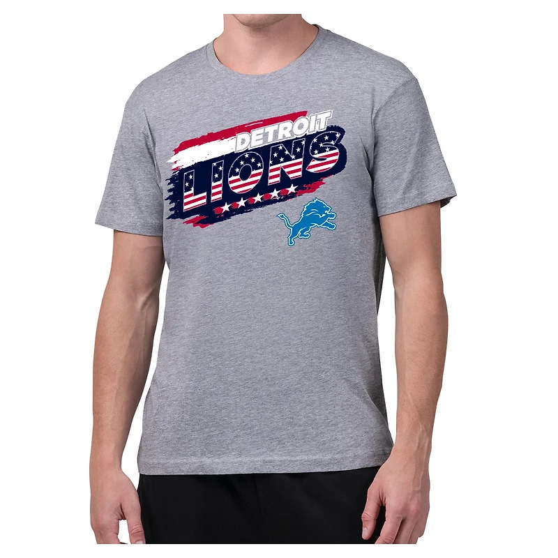 Men's Starter Gray Detroit Lions Patriotic Paint T-Shirt
