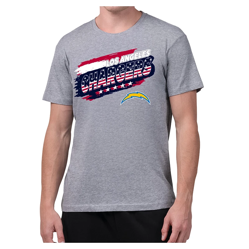 Men's Starter Gray Los Angeles Chargers Patriotic Paint T-Shirt