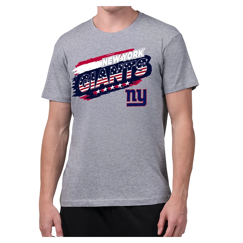 Men's Starter Gray New York Giants Patriotic Paint T-Shirt