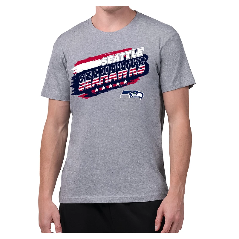 Men's Starter Gray Seattle Seahawks Patriotic Paint T-Shirt