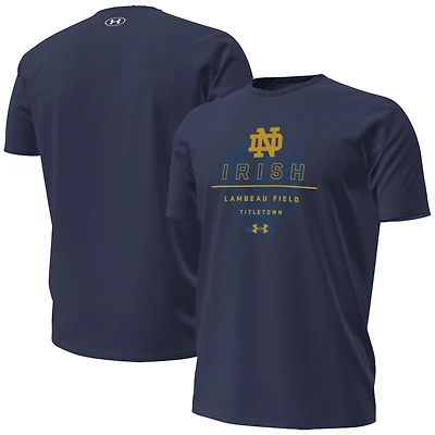 Men's Under Armour Navy Notre Dame Fighting Irish 2026 Shamrock Series Lambeau Overlay Performance Cotton T-Shirt