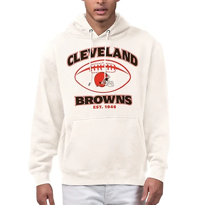 Men's Starter Cream Cleveland Browns Kickoff Fleece Hoodie