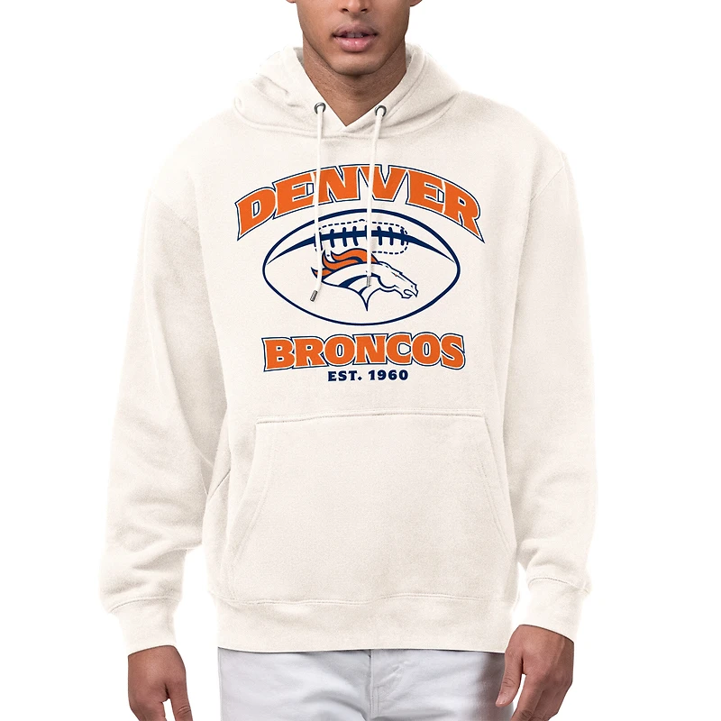 Men's Starter Cream Denver Broncos Kickoff Fleece Hoodie