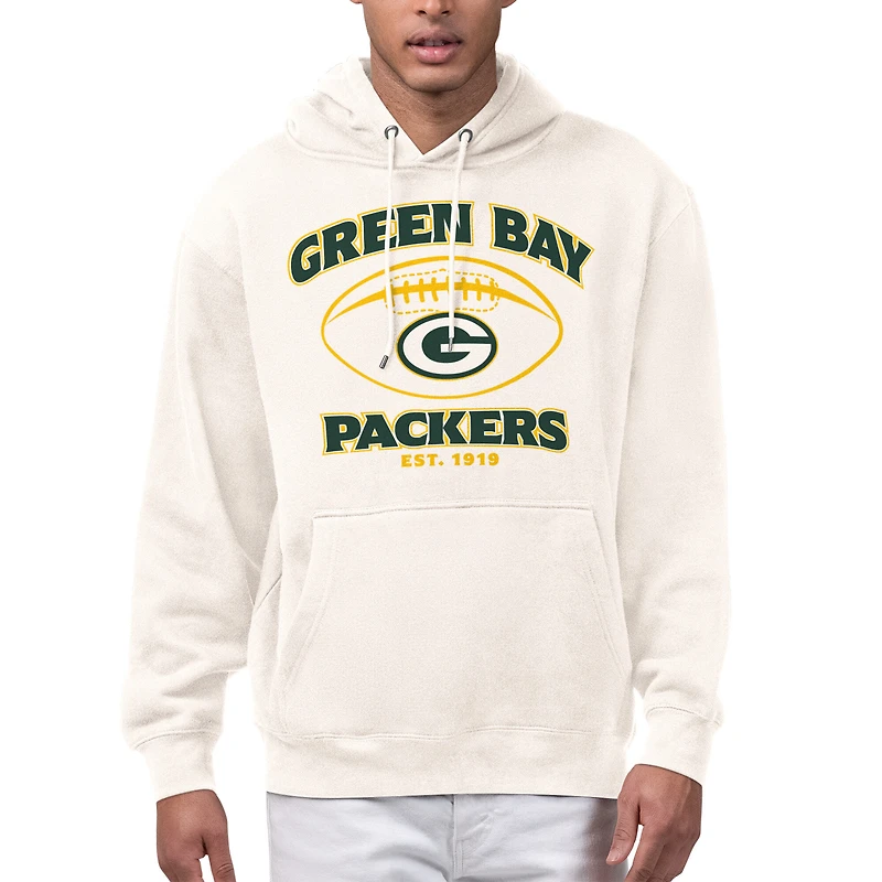 Men's Starter Cream Green Bay Packers Kickoff Fleece Hoodie