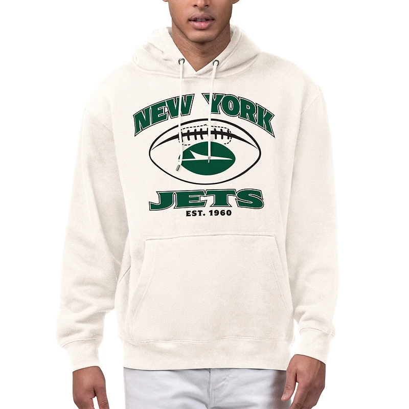 Men's Starter Cream New York Jets Kickoff Fleece Hoodie