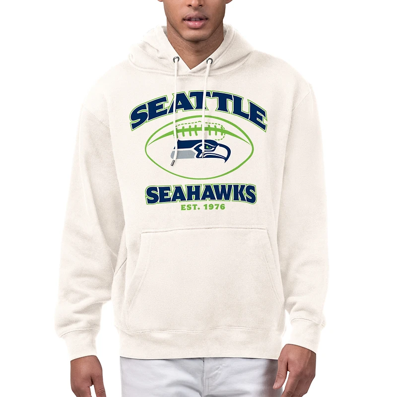 Men's Starter Cream Seattle Seahawks Kickoff Fleece Hoodie
