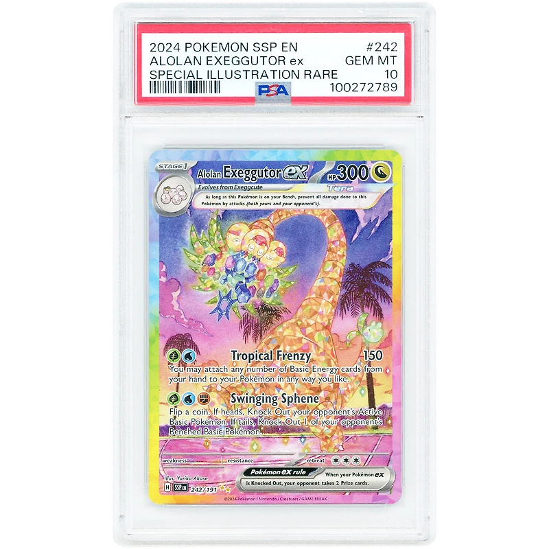 Alolan Exeggutor EX 2024 Pokemon Surging Sparks Special Illustration Rare #242 PSA Authenticated 10 Card