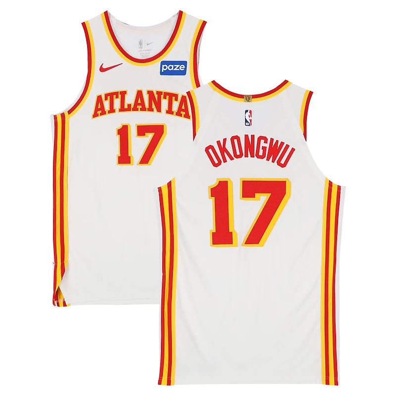 Onyeka Okongwu Atlanta Hawks Game-Used #17 White Nike Jersey vs. New York Knicks on April 25 and 30, 2026 - Size 50+4