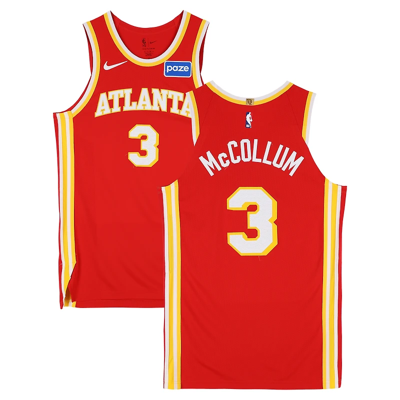 CJ McCollum Atlanta Hawks Game-Used #3 Red Nike Jersey vs. Detroit Pistons on March 25, 2026 - Size 48+4