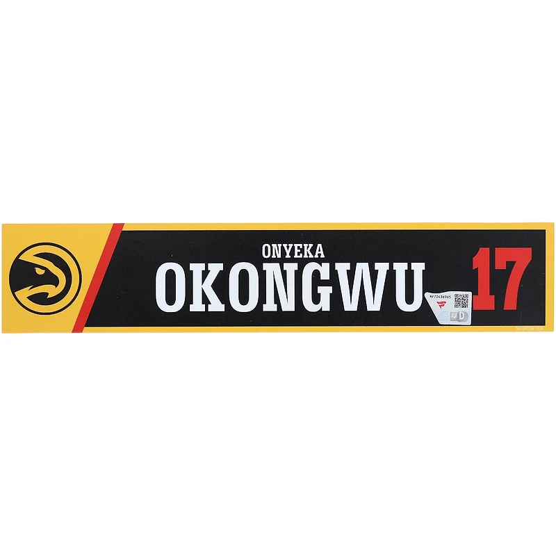 Onyeka Okongwu Atlanta Hawks Player-Issued #17 Black Nameplate from the 2025-26 NBA Season
