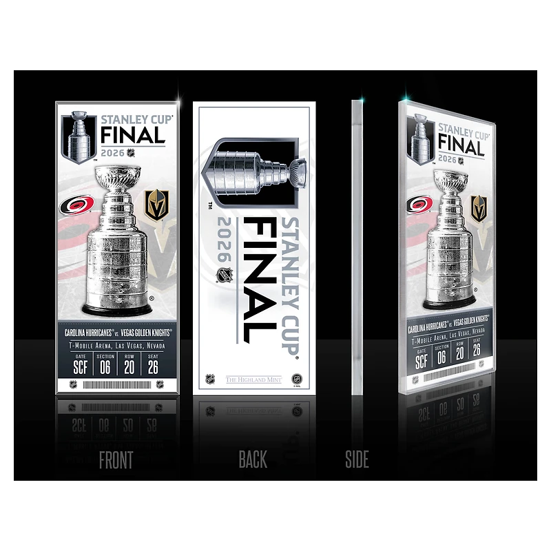 Highland Mint Vegas Golden Knights vs. Carolina Hurricanes 2026 Stanley Cup Final Matchup Commemorative Ticket 3D Acrylic Block Art