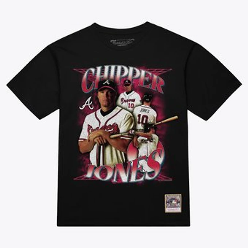Men's Mitchell & Ness Chipper Jones Black Atlanta Braves Cooperstown Collection Big & Tall Legendary Collage Player Graphic T-Shirt