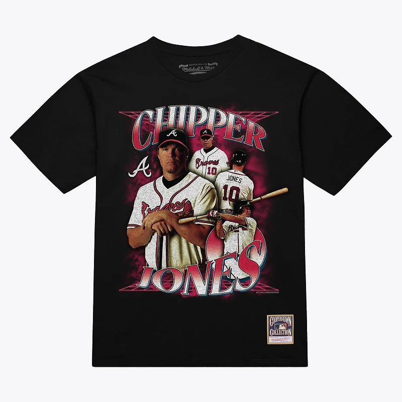 Men's Mitchell & Ness Chipper Jones Black Atlanta Braves Cooperstown Collection Big & Tall Legendary Collage Player Graphic T-Shirt