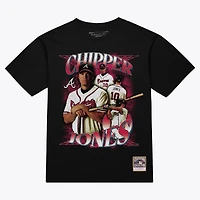 Men's Mitchell & Ness Chipper Jones Black Atlanta Braves Cooperstown Collection Big & Tall Legendary Collage Player Graphic T-Shirt