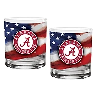 Alabama Crimson Tide  Two-Pack 14oz. Americana Rocks Glass Set