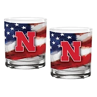 Nebraska Huskers  Two-Pack 14oz. Americana Rocks Glass Set