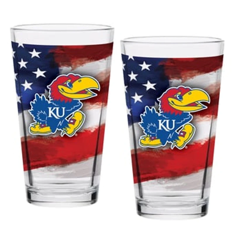Kansas Jayhawks Two-Pack 16oz. Americana Pint Glass Set