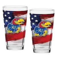 Kansas Jayhawks  Two-Pack 16oz. Americana Pint Glass Set