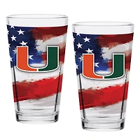 Miami Hurricanes  Two-Pack 16oz. Americana Pint Glass Set