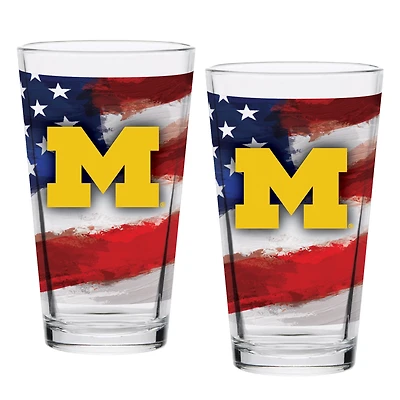 Michigan Wolverines  Two-Pack 16oz. Americana Pint Glass Set