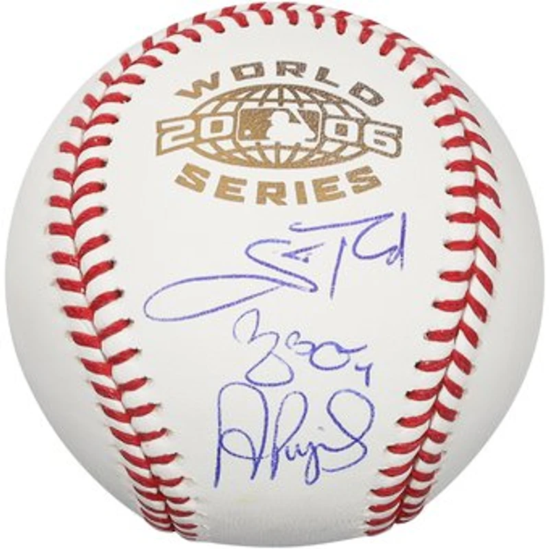 Albert Pujols, Yadier Molina & Scott Rolen St. Louis Cardinals Autographed 2006 World Series Logo Baseball