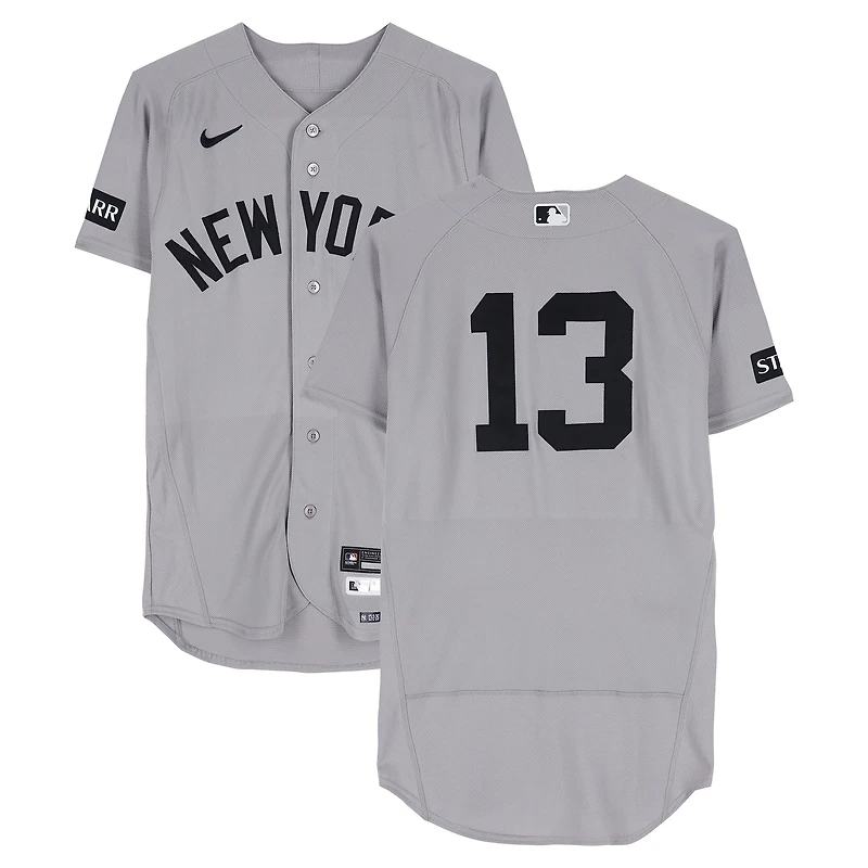 Jazz Chisholm Jr. New York Yankees Game-Used #13 Gray Nike Jersey vs. Texas Rangers on April 29, 2026