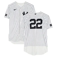 Ben Rice New York Yankees Game-Used #22 White Pinstripe Nike Jersey vs. Baltimore Orioles on May 3, 2026 - 2-2, HR, RBI, 2 R