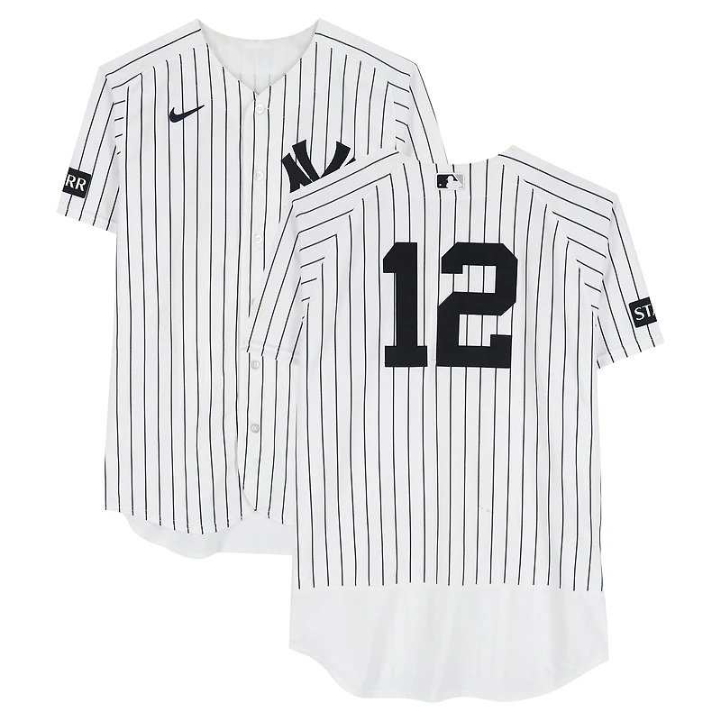 Trent Grisham New York Yankees Game-Used #12 White Pinstripe Nike Jersey vs. Texas Rangers on May 7, 2026