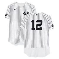 Trent Grisham New York Yankees Game-Used #12 White Pinstripe Nike Jersey vs. Texas Rangers on May 7, 2026
