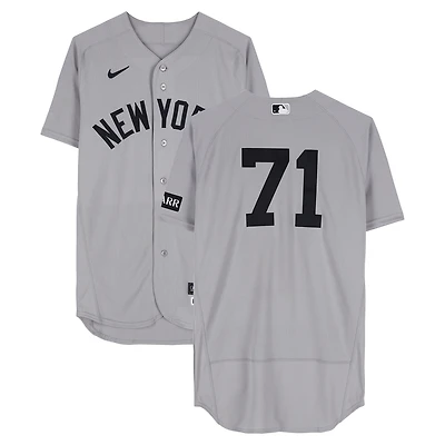 Elmer Rodriguez New York Yankees Game-Used #71 Gray Nike Jersey vs. Texas Rangers on April 29, 2026 - MLB Debut