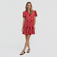 Women's Smith & Quinn Red Georgia Bulldogs Bandana Print Tiered Dress