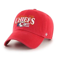 Men's '47 Red Kansas City Chiefs American Flag Clean Up Adjustable Hat