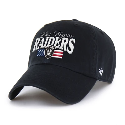 Men's '47 Black Las Vegas Raiders American Flag Clean Up Adjustable Hat