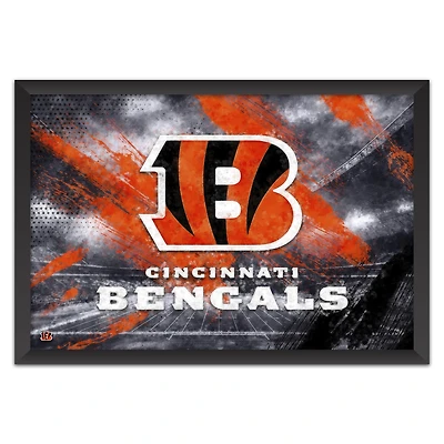 Cincinnati Bengals 27" x 39" Brush Stroke Logo Framed Art Print