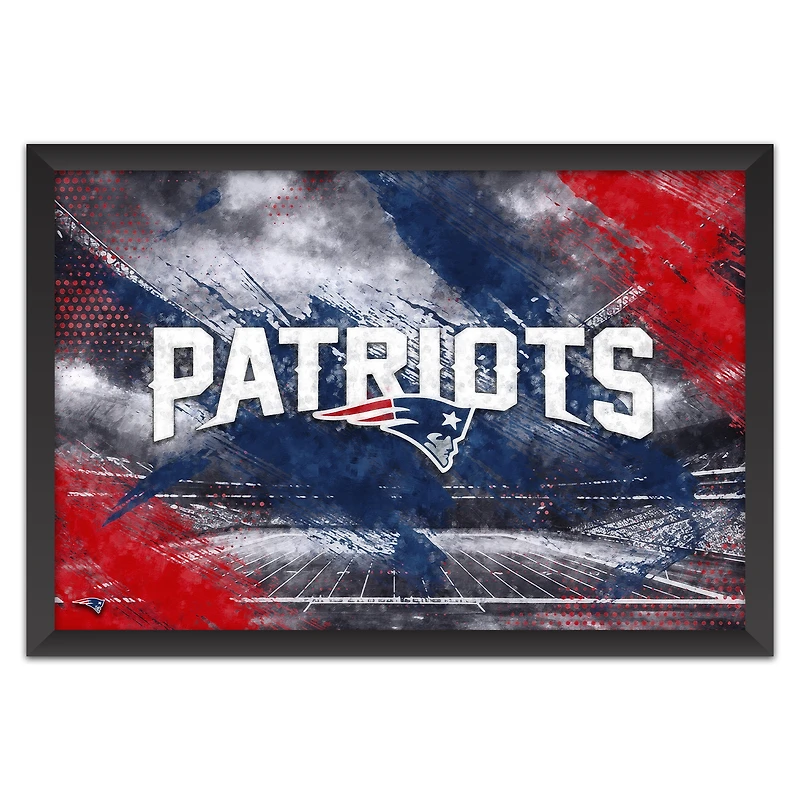 New England Patriots 27" x 39" Brush Stroke Logo Framed Art Print