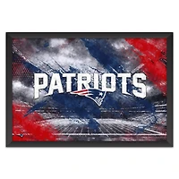 New England Patriots 27" x 39" Brush Stroke Logo Framed Art Print